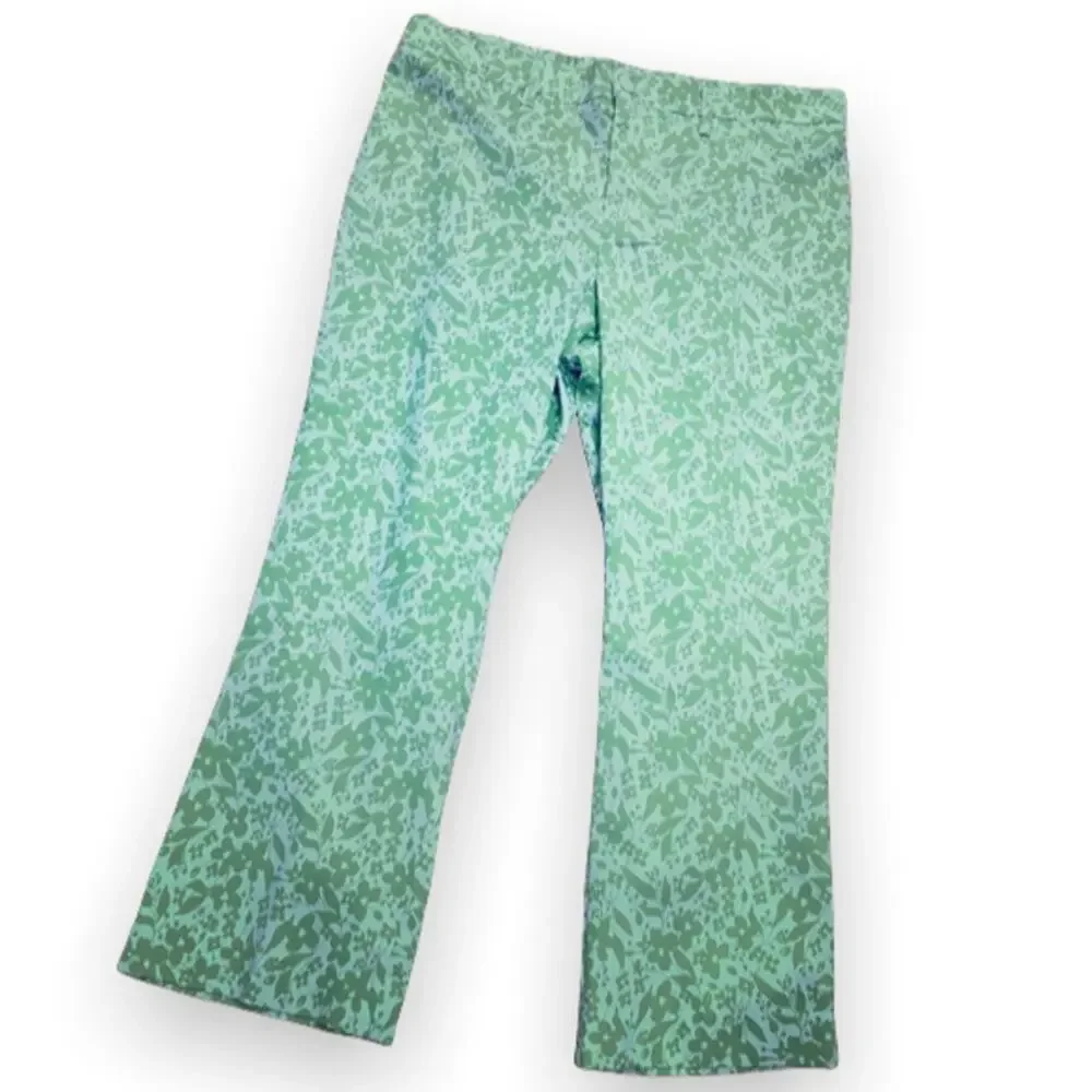 Motherhood Womens Pants Size Small Maternity‎ Green White Floral Crop NEW